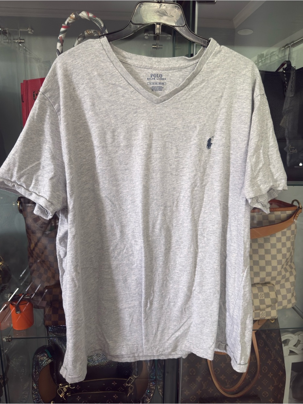 Polo by Ralph Lauren Light Gray V-Neck Tee with Navy Pony